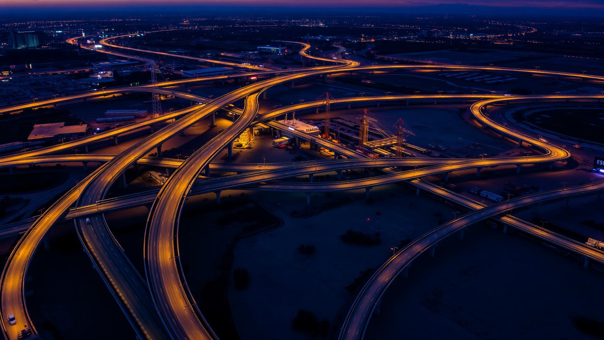 National-scale infrastructure project at twilight